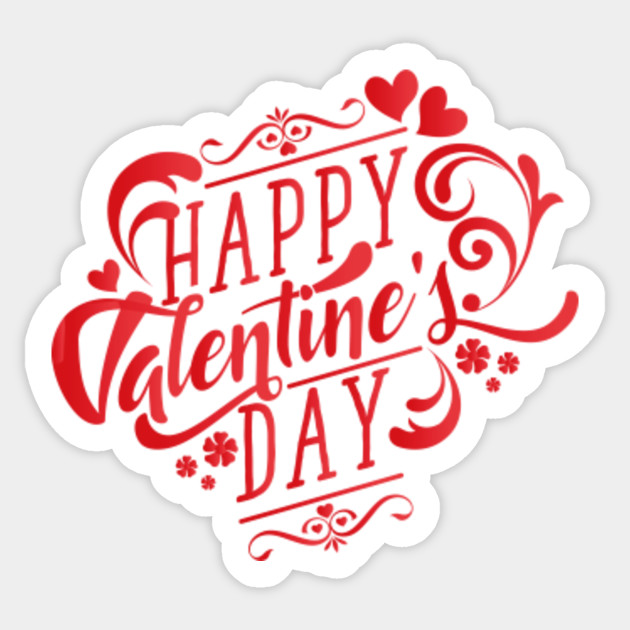 Red Happy Valentine's Day Text Design - Happy Valentines Day - Sticker